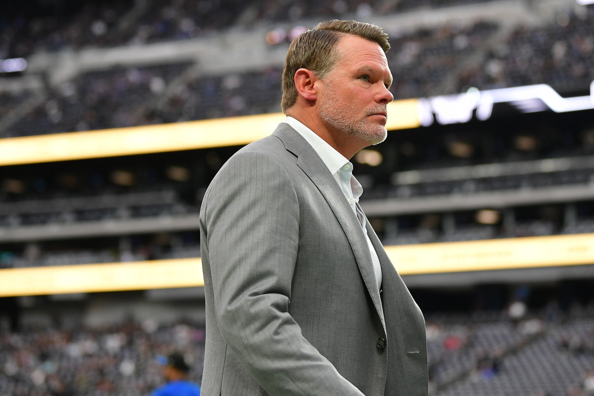 Nov 13, 2022; Paradise, Nevada, USA; Indianapolis Colts general manager Chris Ballard attends pregame at Allegiant Stadium.